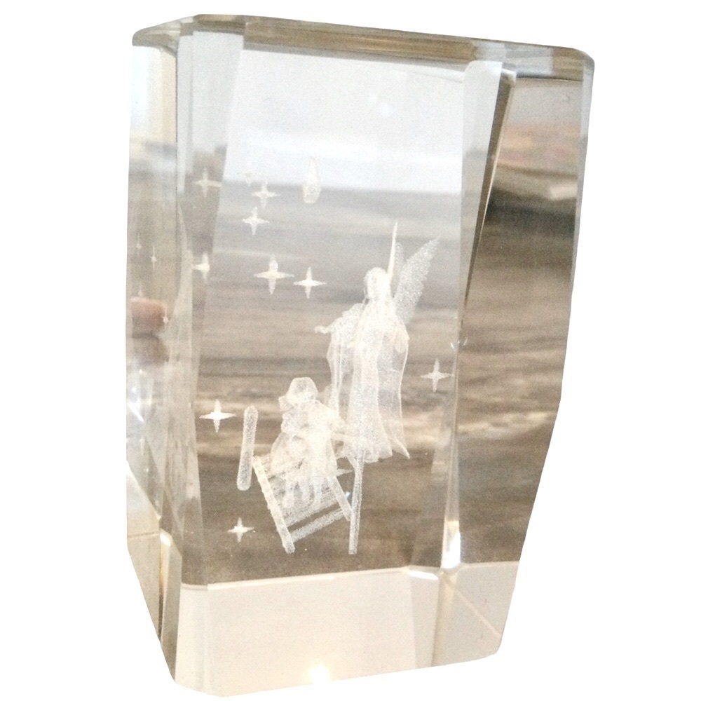 3D Guardian Angel Laser Etched Crystal Engraving Cube Pap…